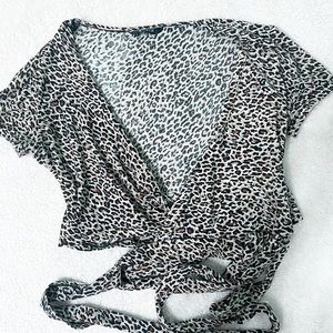shein leopard print wrap top